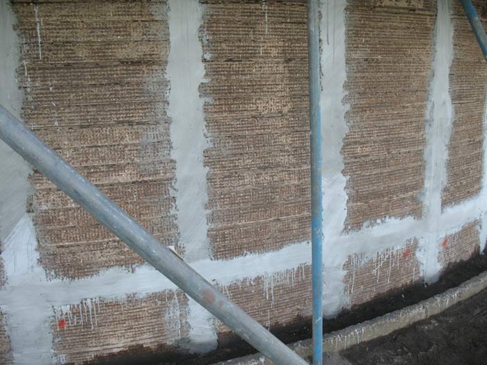 Mortar beds applied for the ICCP annode ribbons to prevent rusting